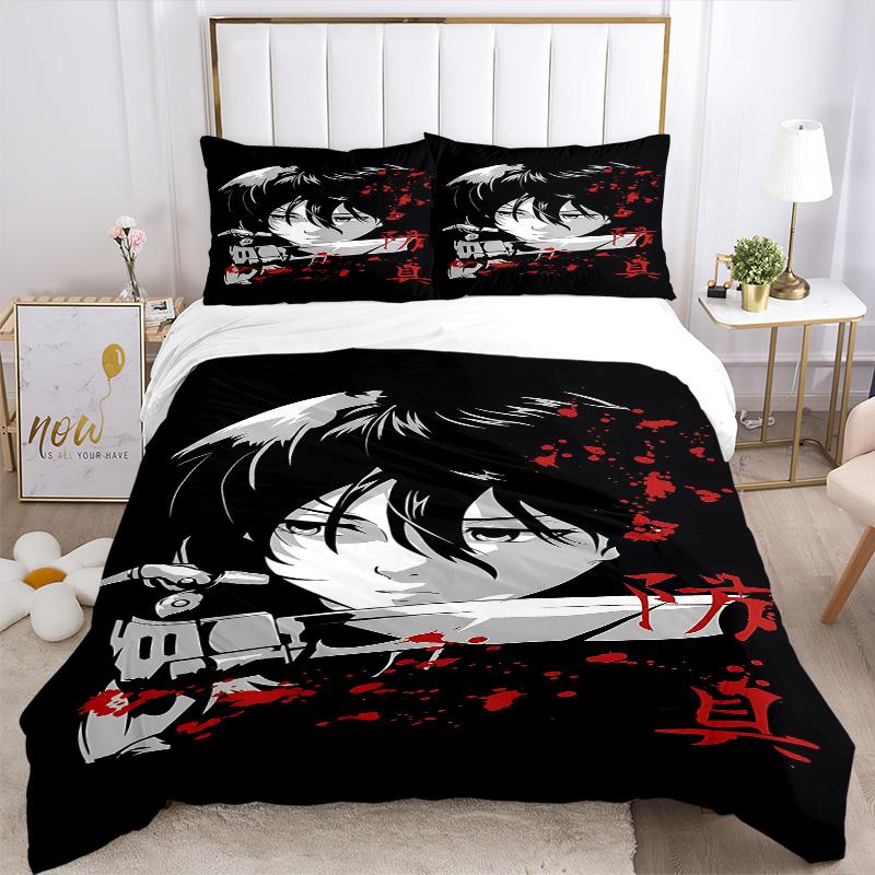Bloodthirsty Anime Warrior Print 3Pcs Bedding Setduvet Cover With 2 Bedropillowcase Home Birthday Gift
