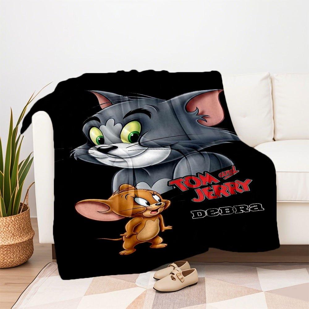 Tom and Jerry Phone WallpaperBlanket Flannel Throw Blanket for Sofa, Bed, Travel, Camping, Office