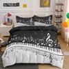 Piano Keys King Queen Duvet Cover 3D Cartoon Musical Notes Bedding Set for Kids Teens Adult Fashion Music Polyester Quilt Cover