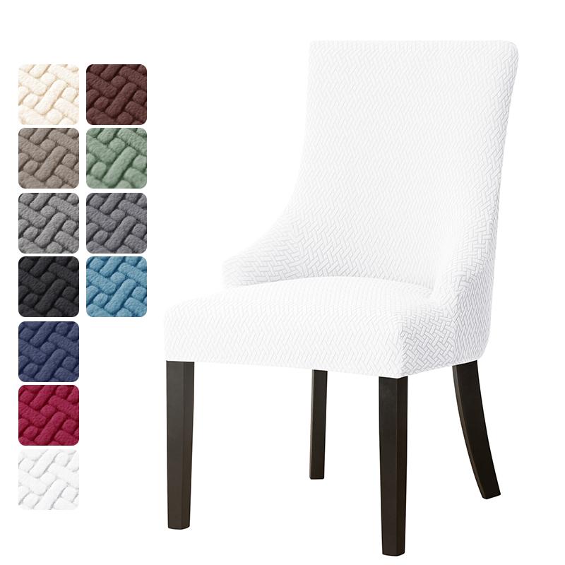 Jacquard Dining Chair Covers Elastic High Back Sloping Chair Cover Strech Accent Wedding Chairs Seat Slipcover for Home Party