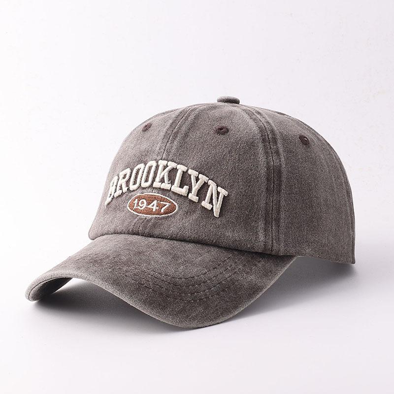 European and American washed old baseball cap retro letter embroidered cowboy hat fashion casual curved brim cap sun hat