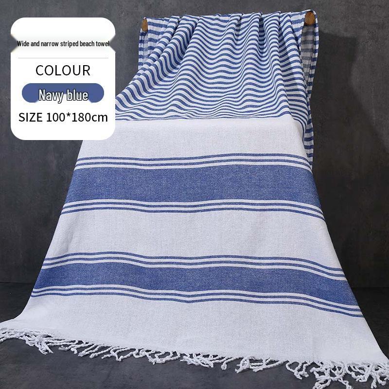 Large & Thick Tassel Turkish Beach Towel – Absorbent, Outdoor Sunscreen Bath Towel