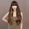 Fashionable Women's Wig: Large Waves, Brown with Blonde Highlights, High-Temperature Silk Wig