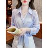 Womens Solid Color Sheer Long Sleeve Button Down Sun Protection Shirt