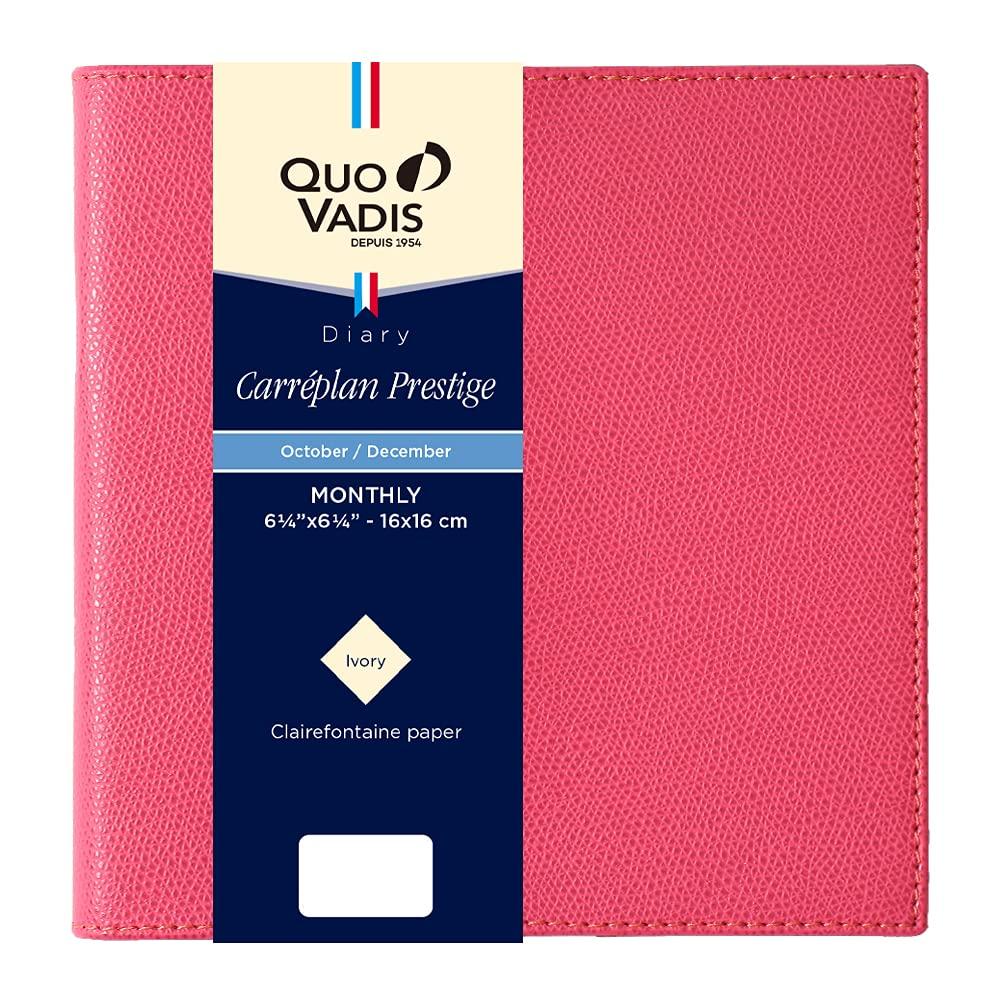 

QUOVADIS 2026 Planner Diary Cahier Plan Prestige/Club (Monthly Block, Starts October 2025, Square Size 16x16cm) Raspberry qv12402fra