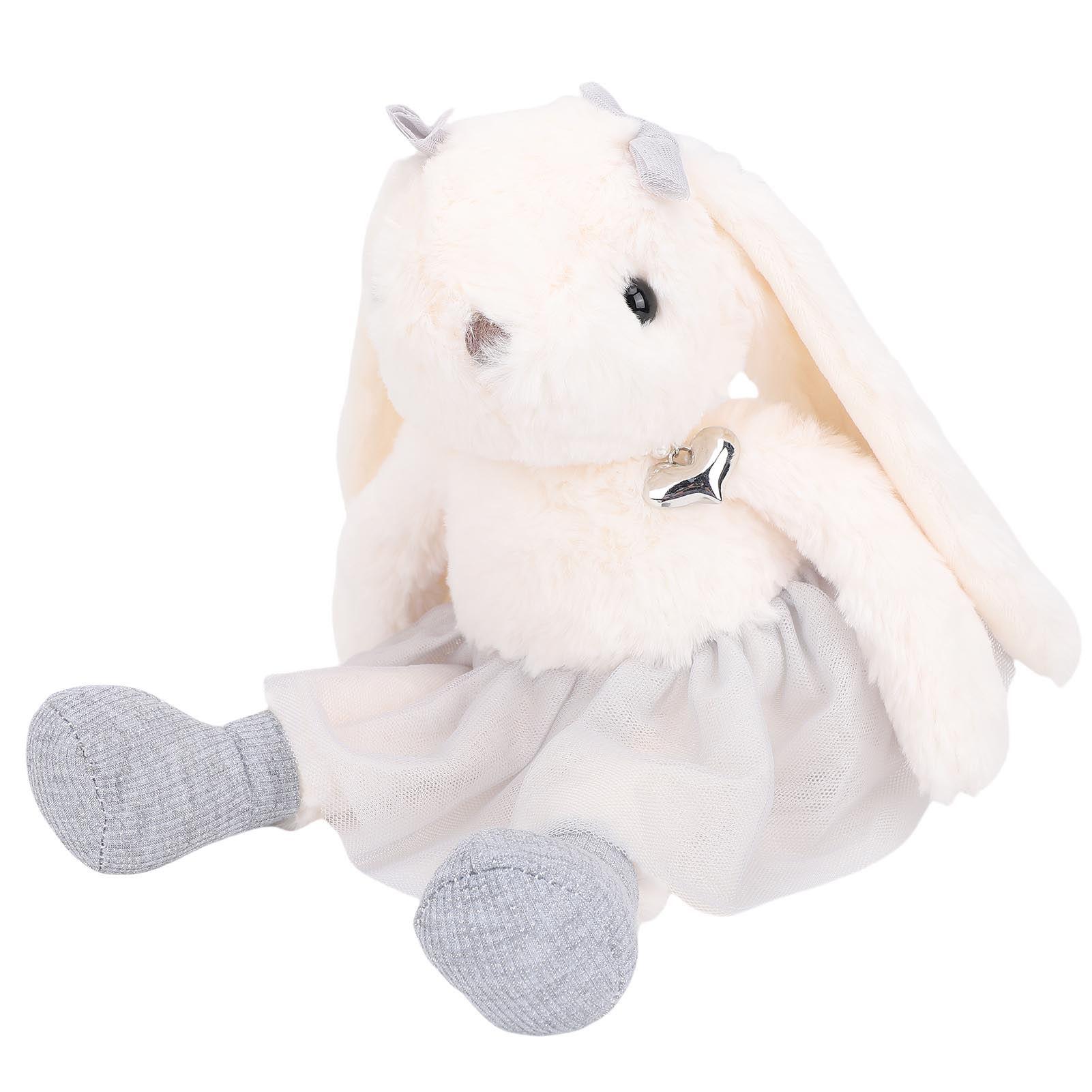 

Rabbit Princess Plush Toy Handmade Long Ear Elegant Bunny Plush Doll for Little Girls Gray серый
