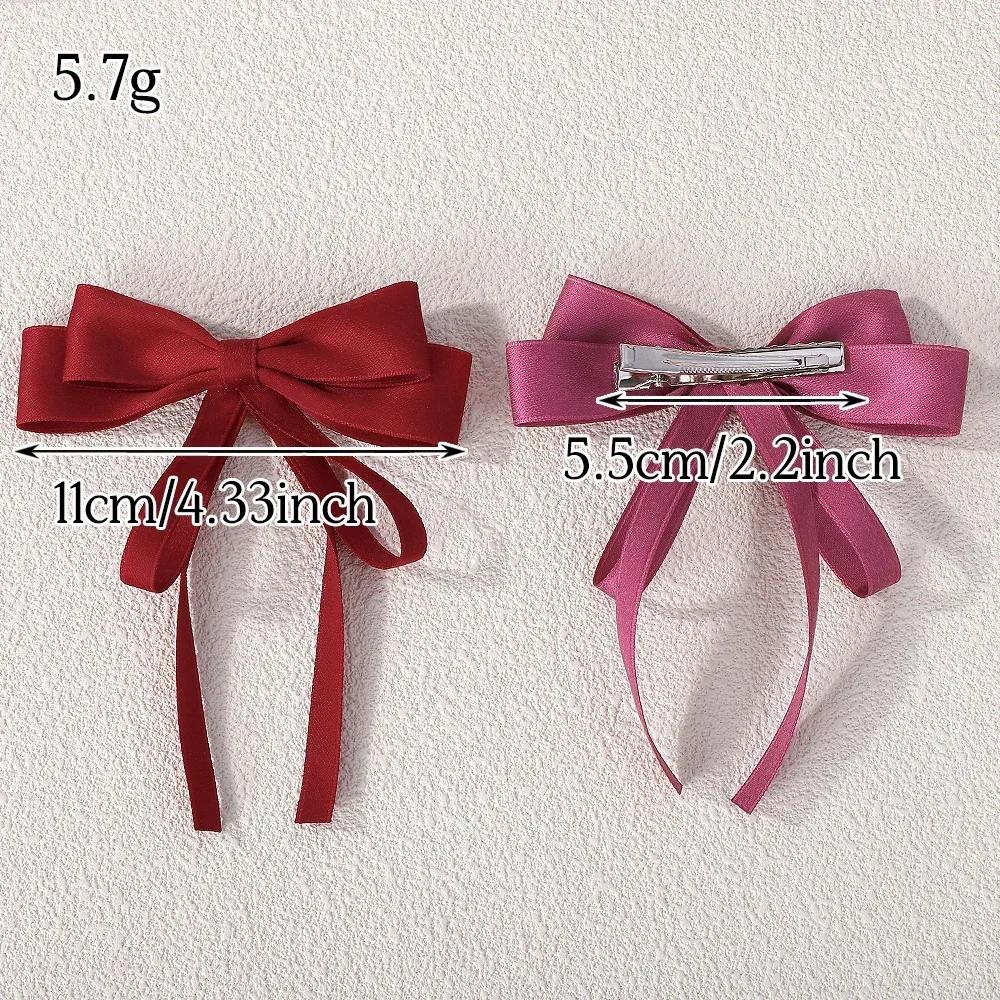 Elegant Double Layer Ribbon Bowknot Hair Clip 4.3 Inch Women's Tassel Headwear High-Quality Hairgrips Stylish Ponytail Accessory