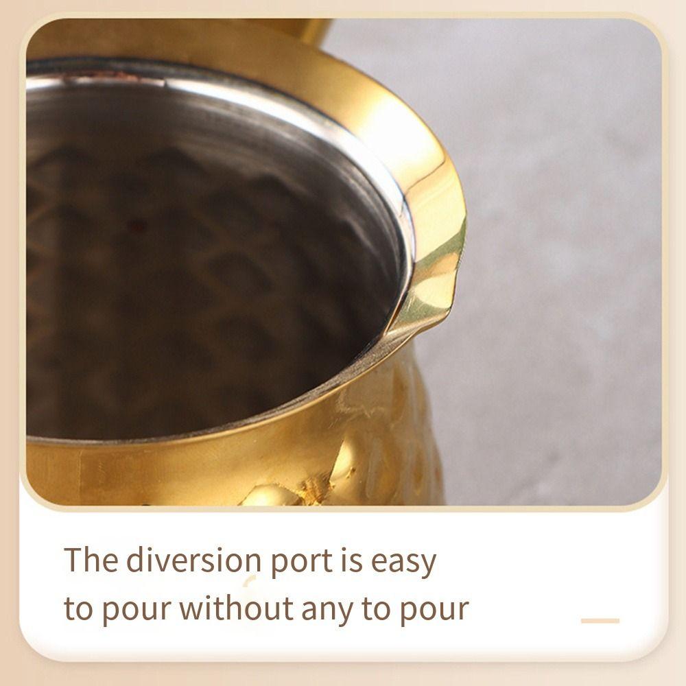 Versatile Handcrafted Turkish Coffee Pot Stable Handle Milk Warmer Lid Stainless Steel Melting Jug Kitchen