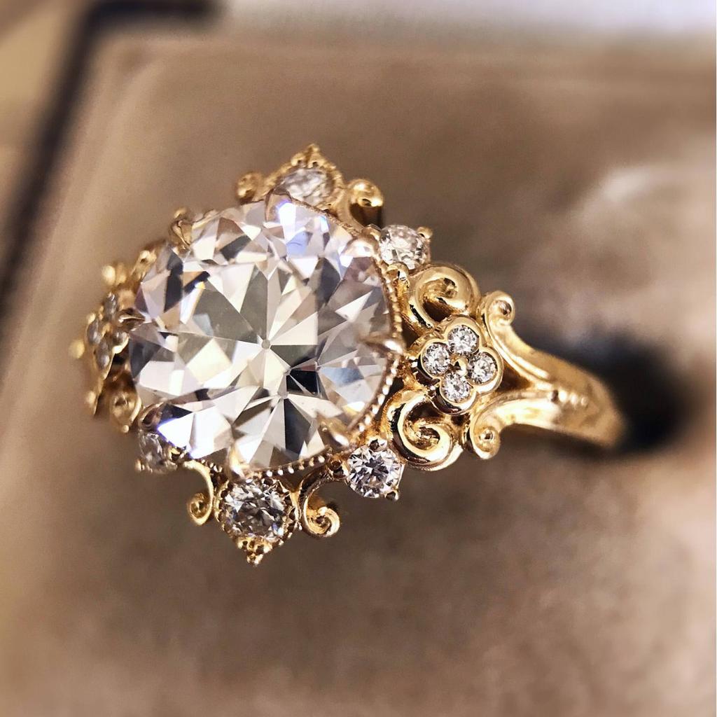 Victoria, Engagement Zircon Ring, Micro-Set Round Zircon Ring.