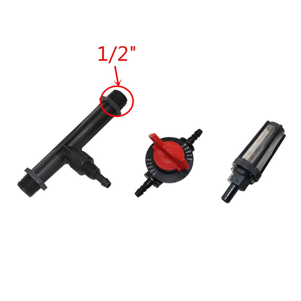 

1/2, 3/4 inch Thread Venturi Fertilizer Injector, 4-speed flow control valve, Water filter Agriculture Irrigation Fittings 1 Set