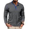 Men's Color Blocked Versatile Long Sleeved Shirt Retro T-shirt Bottom Shirt