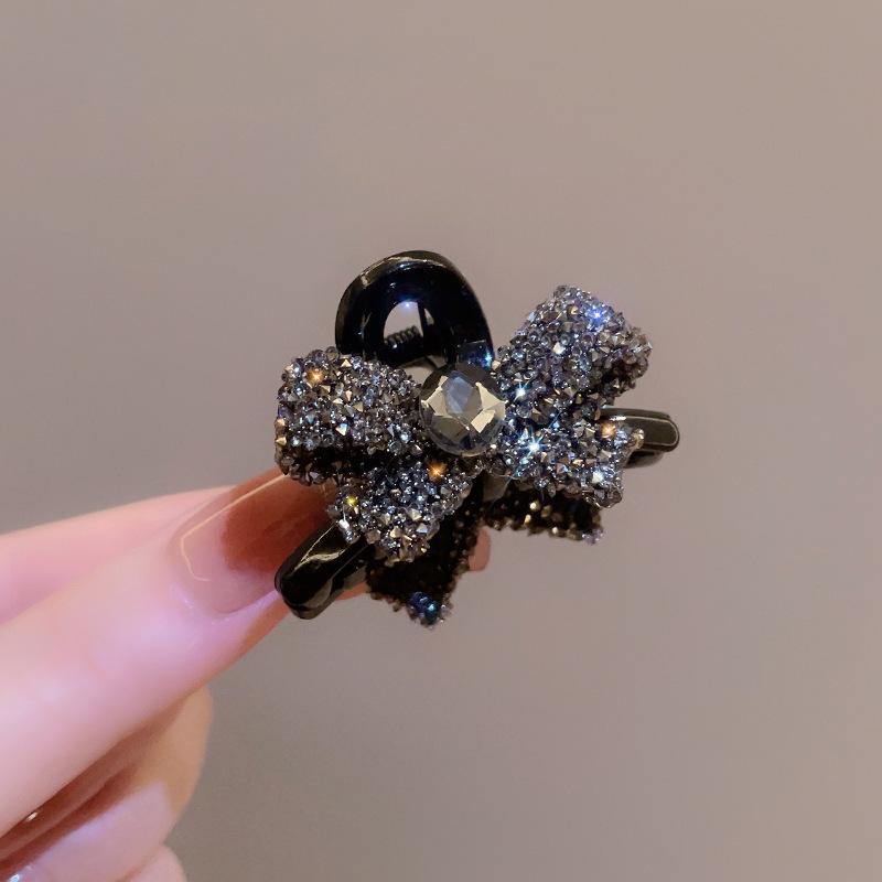 

Luxury Hair Accessory Firm Side Clip Dating Commuting Exquisite Headwear 2Pcs Sparkling Diamond Bow Clip