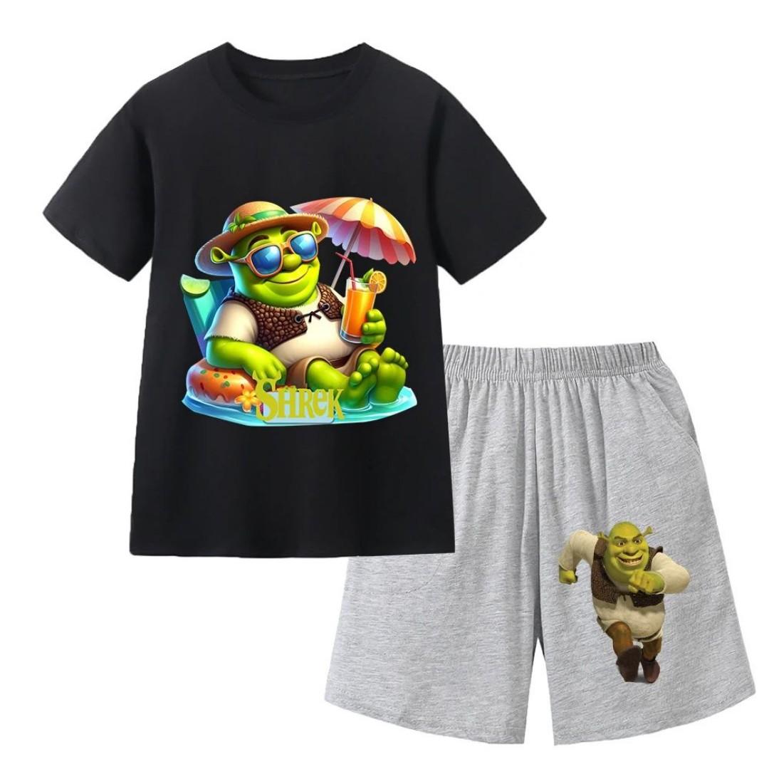 

2025 комплект детской одежды для мальчиков, шорты с короткими рукавами для девочек, 3D-принт с изображением динозавра из мультфильма, детская повседневная летняя одежда для мальчиков 140 cm