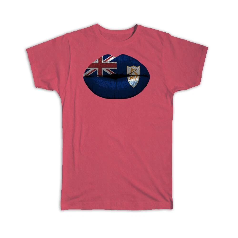 Gift T-Shirt : Lips Anguillan Flag Anguilla Expat Country For Her Woman Feminine M