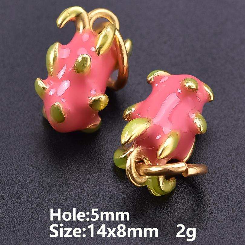 5pcs Fashion Strawberry Peach Watermelon Enamel Charm For Jewelry Making Supplies 3D Alloy Pendant DIY Accessories Findings Bulk