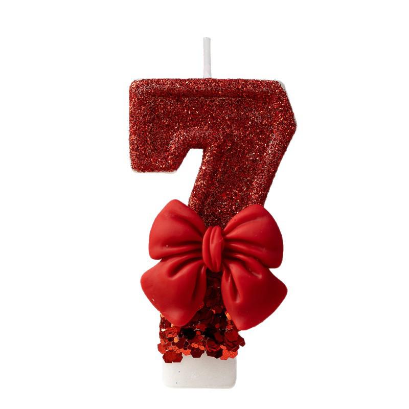 Red Bow Creative Birthday Number Candles - Hot-Selling Cake Decorations