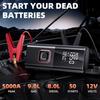 Portable 5000A Jump Starter with Air Compressor, 160PSI Auto-Shutoff Inflator, LED Light, 12V Car Battery Jumper Box with Cables