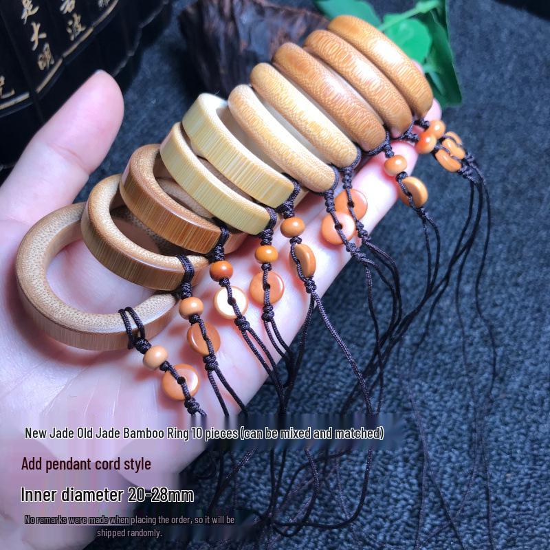 Handmade Double-Sided Polished Mottled Jade Bamboo Thumb Ring for Men and Women