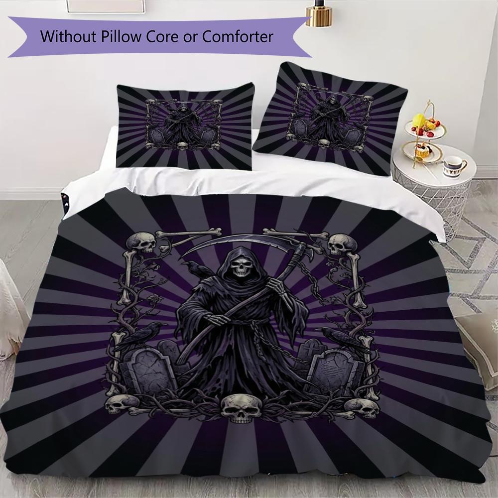 Death Pattern Bedding uilt Set uilt Cover Pillowcase Home Decoration Birthday Gift (1 * duvet cover + 2 * pillowcase without core)57