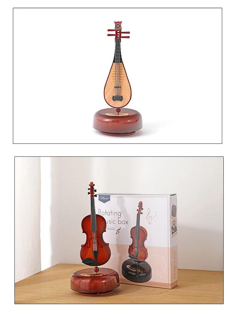 European Style Rotating Music Box: Guitar & Violin Ornament - Perfect Birthday or Couple Holiday Gift for the Living Room.