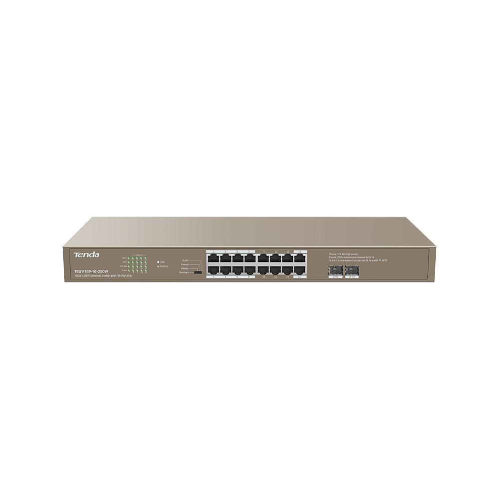 

Switch Tenda Teg1118p-16-250w Type L2 Desktop Version Rack 2xsfp Poe Ports 16 230w