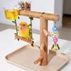 Durable Parrot Standing Stick Wooden Bird Platform Food Box Bird Cage Accessories
