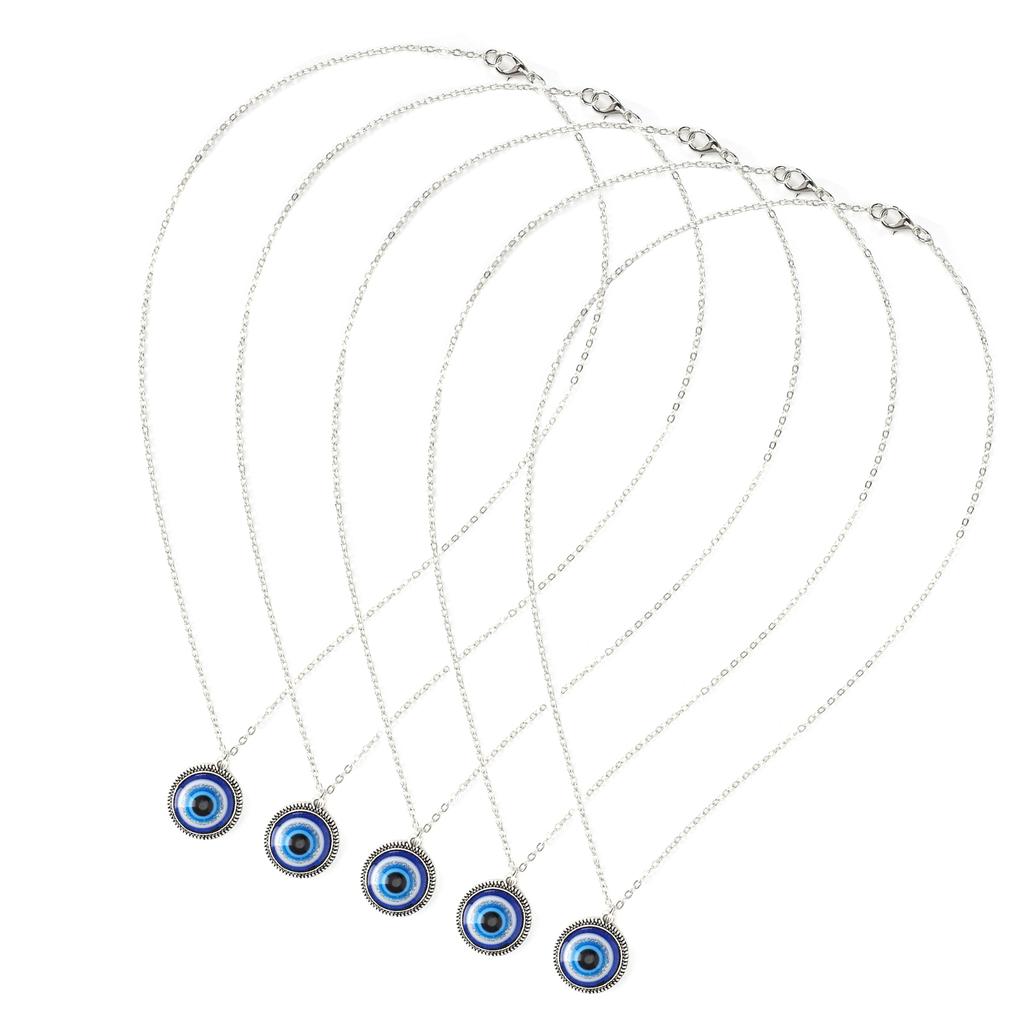 5 Stück Türkisches Blaues Auge Halskette Schutz Glücksbringer Anhänger Schmuckzubehör Geschenke Handwerk