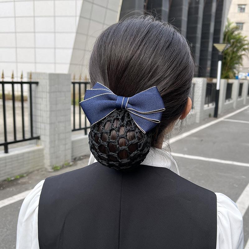 Head Flower Female Vocational Nurse Hairnet Bank Flight Attendant Special Disc Hair Net Pocket Bow Hairpin Tooling Headdress