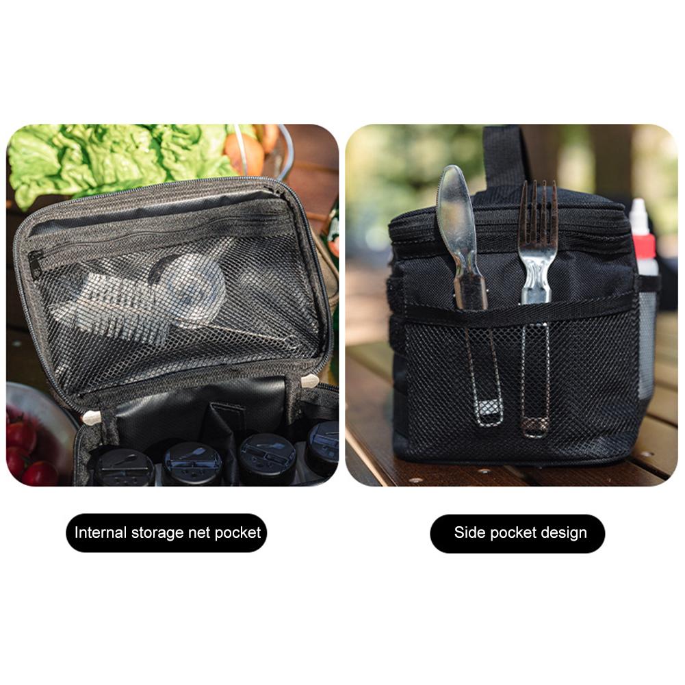 Camping Cooking Utensils Organizer Outdoor Camping Organizers Portable Picnic Bag with Handle for Beach Picnic Road Trip Travel