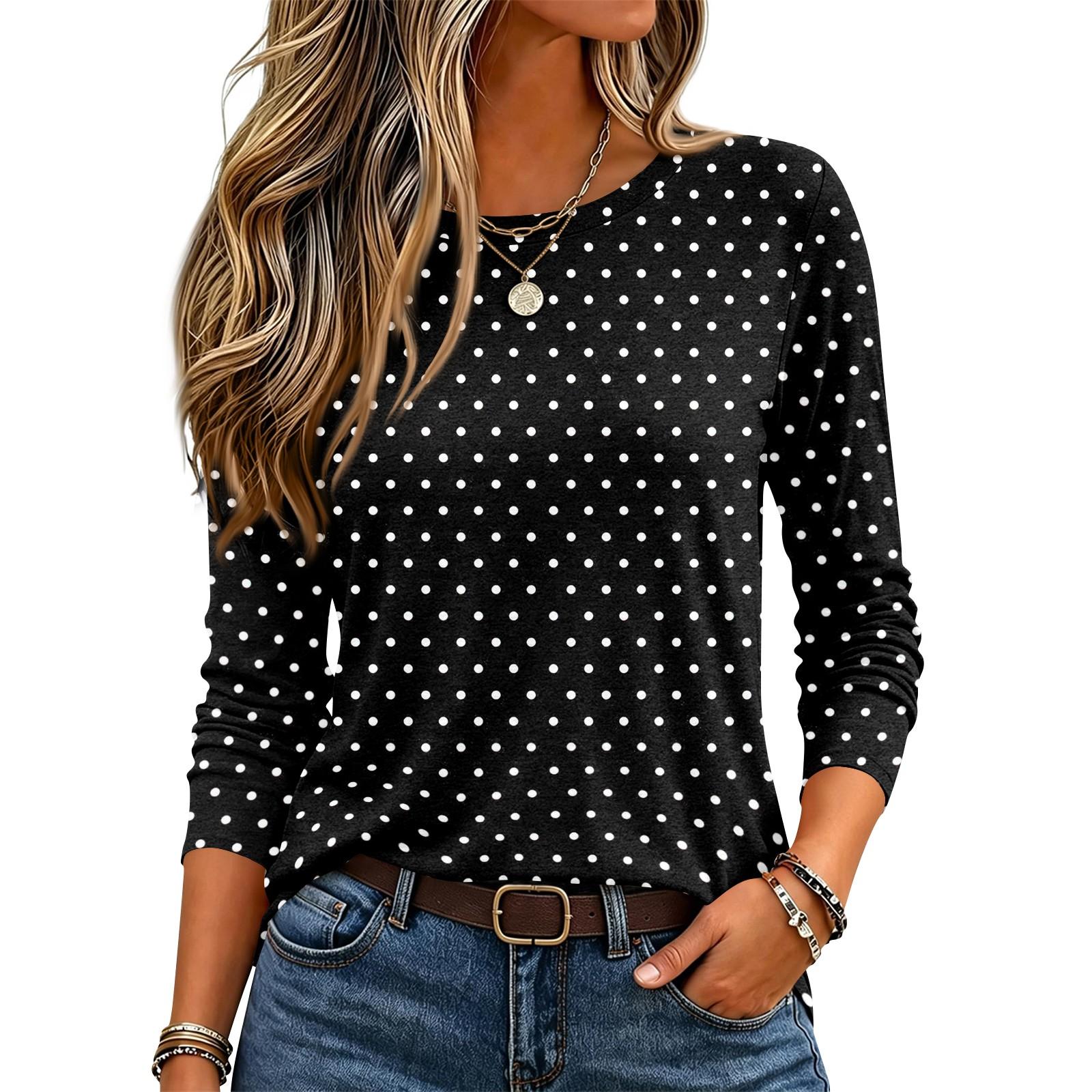 Women s Stripe Plaid Print Neck Long Sleeve Pullover Top L