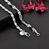 2pcs Elegant   Copper 4MM Width Chain Bracelet Necklace Jewelry Set, for Women Lady Men Wedding,Valentine'S Gift