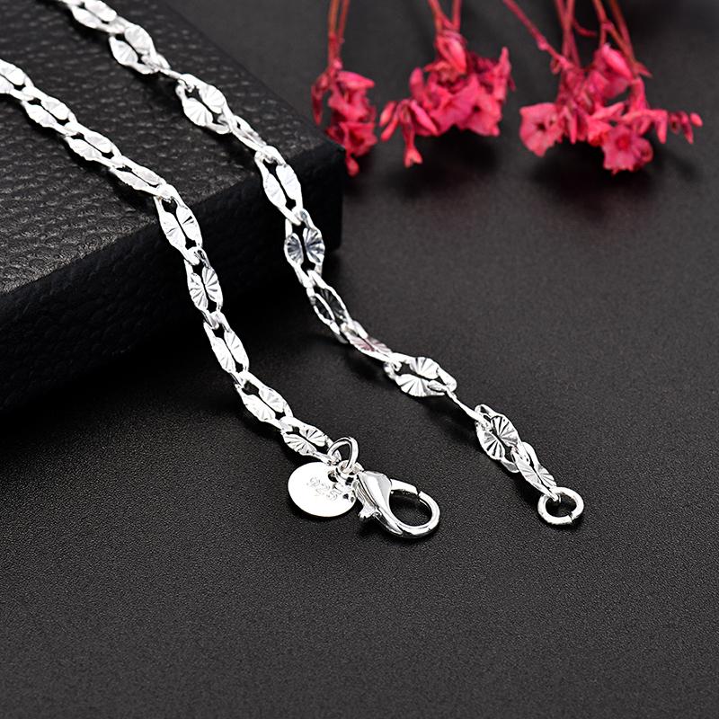 2pcs Elegant   Copper 4MM Width Chain Bracelet Necklace Jewelry Set, for Women Lady Men Wedding,Valentine'S Gift