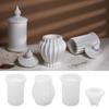 Striped Cylinder Resins Jar Molds Candlestick Molds for Making Candlestick Tealight Holder Storage Jar, Resins Lid Molds