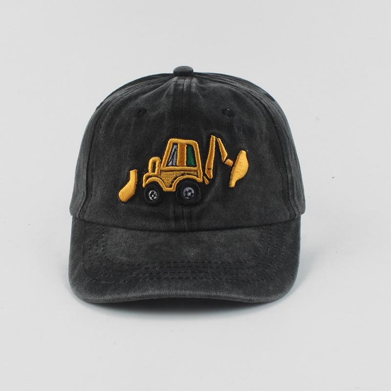 New Washed Cotton Baby Baseball Caps Cartoon Excavator Embroidery Kids Cap Outdoor Summer Snapback Hats For Boys Girls