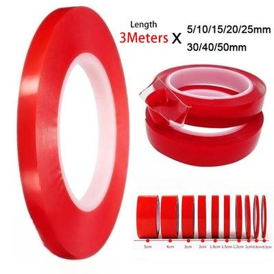 3Meters/Roll PET Red Film Double Sided Tape  For Car Phone Tablet LCD Screen Glass