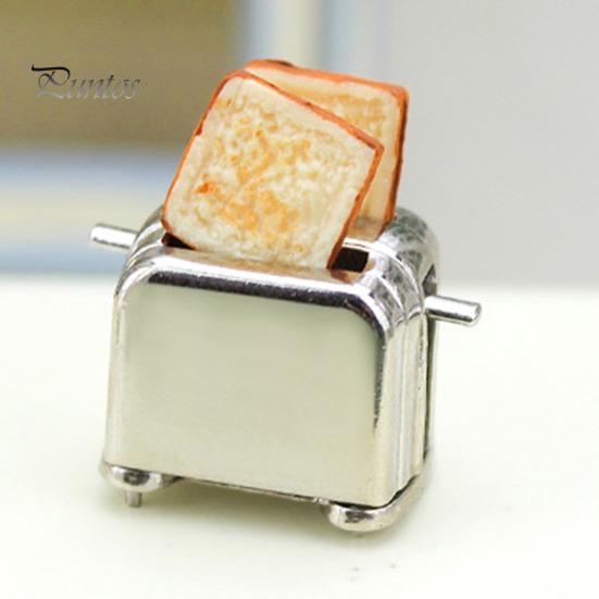 Mini Prăjitor Model 1:12 Accesorii pentru case de păpuși, prăjitor de pâine în miniatură, cu 2 pâine prăjite detașabile pentru scena de bucătărie