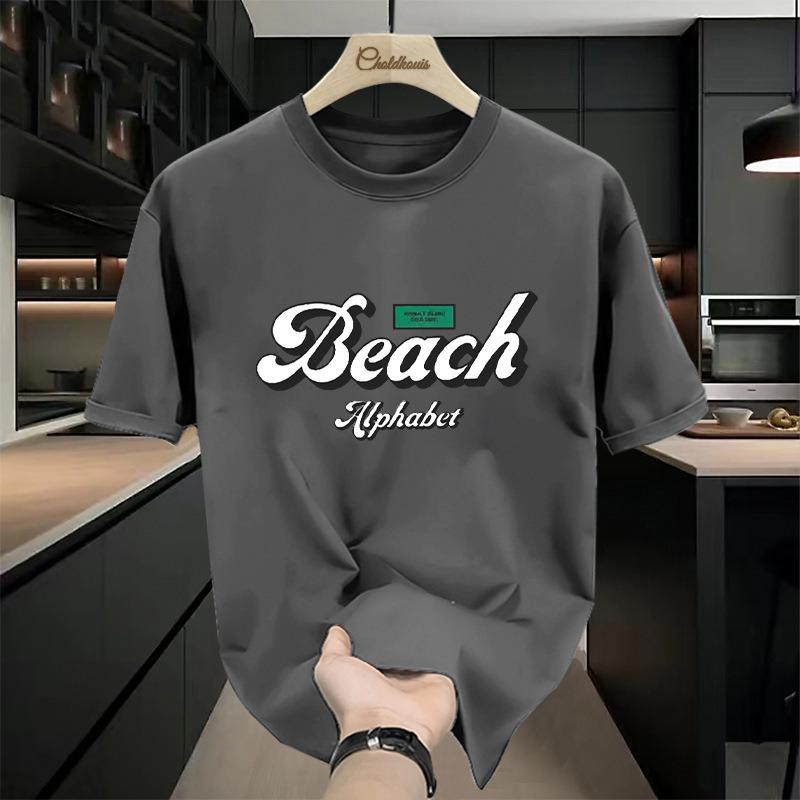 American Style Heavyweight Short Sleeved T-shirt for Men Summer Trend Loose Offset Printing for Men Thick Breathable Pure Cotton Base Shirt