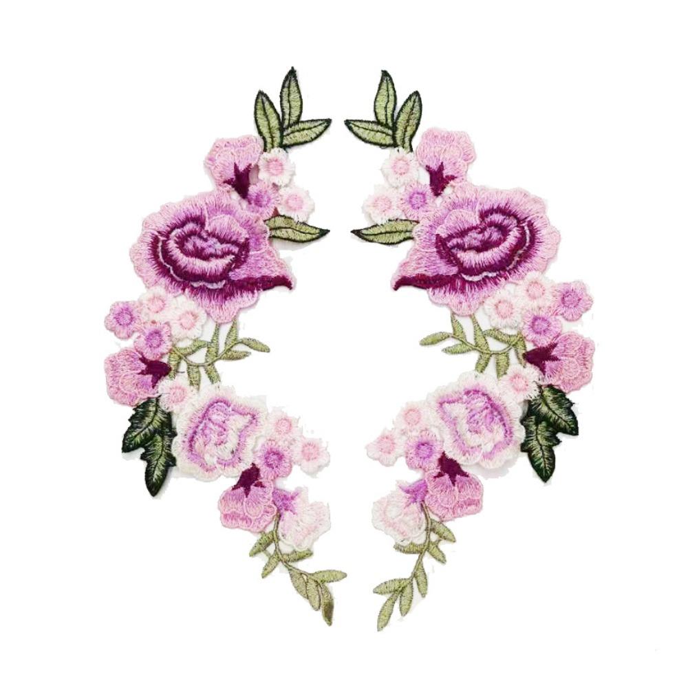 1Pair Polyester Fiber Embroidery Flower Patch DIY Handmade Clothing Accessories Embroidery Floral Applique Floral Patches Hat