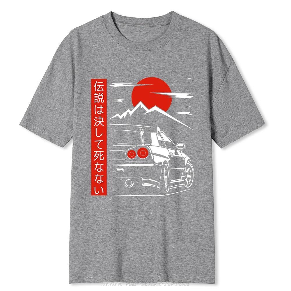Japanese Style Car Funny Tshirt Men Design Tees Oversized Cotton Tshirt Loose Breathable T Shirt Fashion Oneck Streetwear