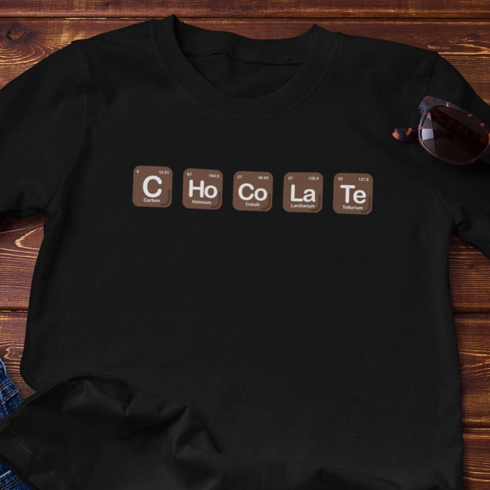 Periodic Table Chocolate Tee | Chemistry Elements Chocolate Shirt XL