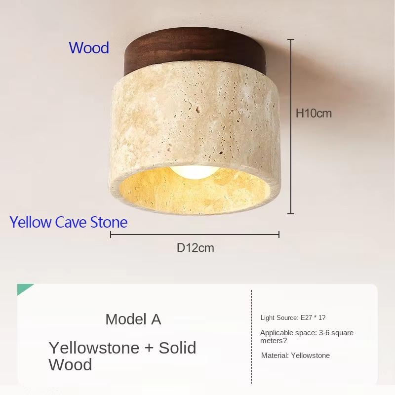 Retro Nostalgic Natural Yellow Cave Stone Entrance Hall Walkway Balcony Ceiling Lights Concealed Ceiling Lights Small Chandelier