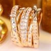 Multilayer Crystal White Zircon Small Round Stone Rings For Women Vintage Gold Color Engagement Bands Wedding Jewelry Accessory