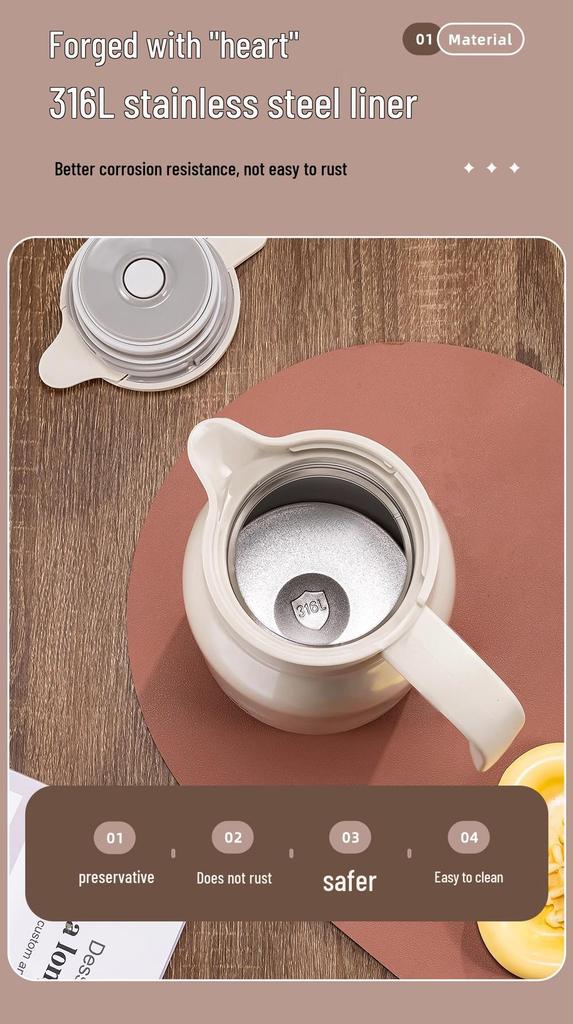 Fuguang Stainless Steel Large Capacity Desktop Thermos Kettle for Home, Office, or Dorm Use. Ideal for Hot Water and Tea Making.