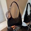 Retro Soft Pu Leather Women Shoulder Underarm Bags With Silk Scarf Casual Solid Color Ladies  Shoulder Bags