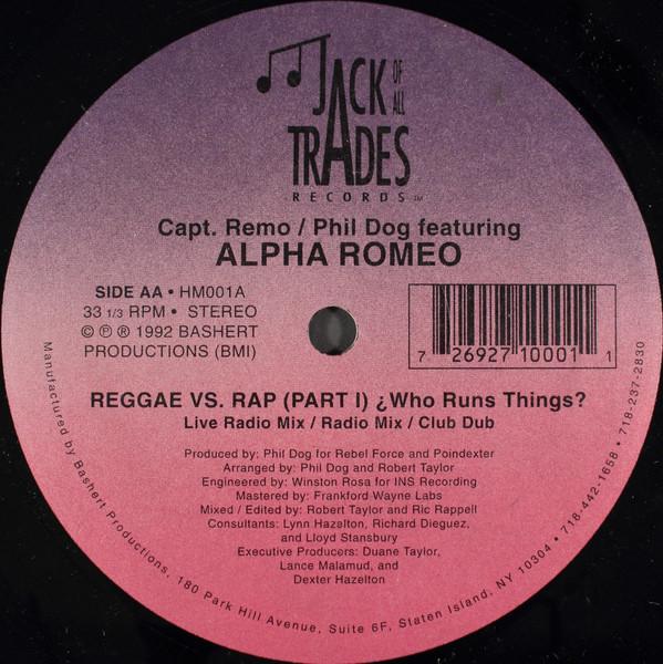 

12-дюймовая пластинка CAPTAIN REMO PHIL DOG ALPHA ROME Reggae Vs. Рэп Желтый Цвет HM001 Мастер на все руки 1992 США Танцевальная Электроника Б/У