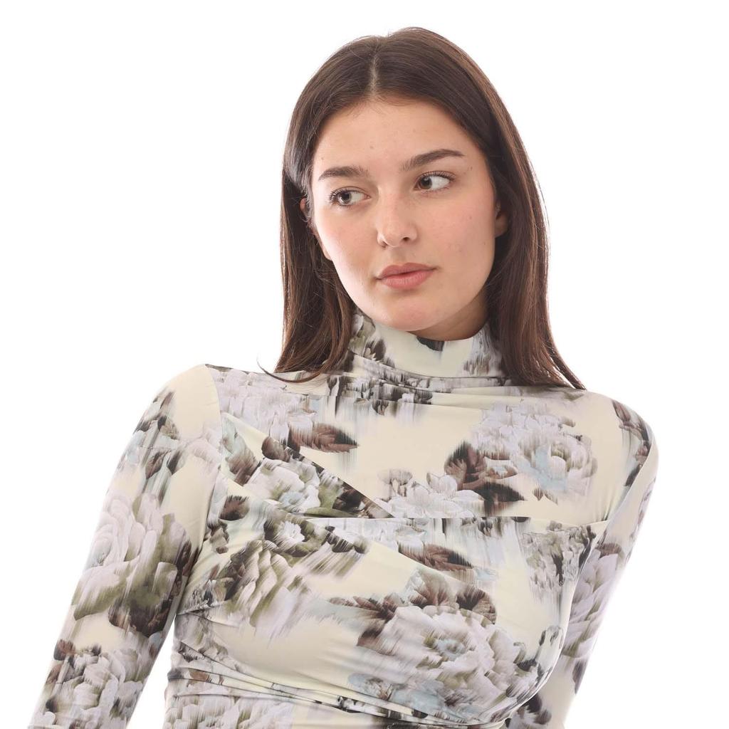 Off White Womens/Ladies Chine Sec Skin Twist Long-Sleeved Top