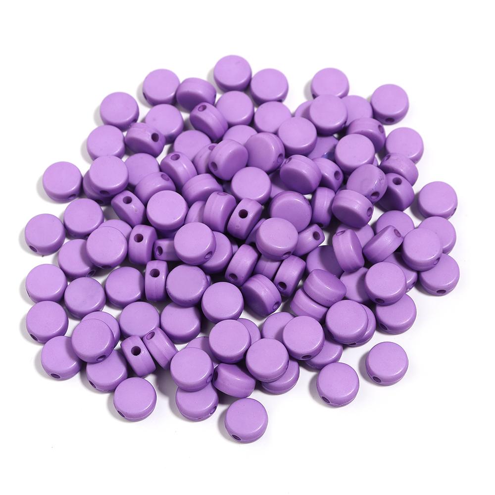 100pcs 7mm Acrylic Beads Solid Color Flat Round Loose Spacer Beads For Jewelry Making DIY Handmade Bracelet Necklace Accessories