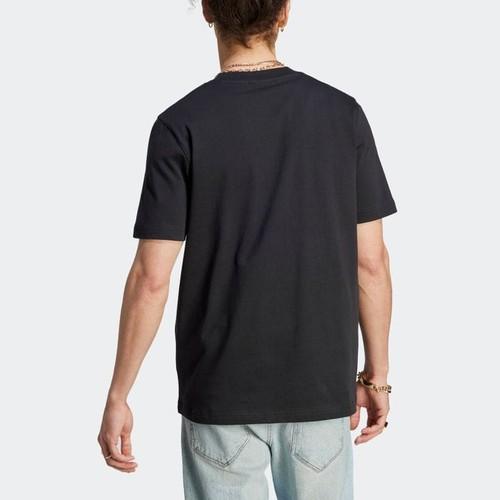 adidas Color-block Logo Print American Retro Crew Neck T-shirt for Men, Black