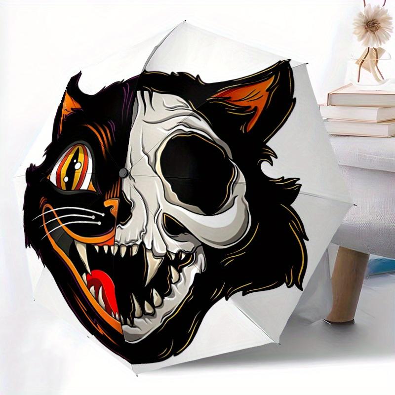 1pc Cat Skull Mask Automatic Open/close Folding Umbrella, Compact Portable Travel Umbrella, Durable Construction yy250809143