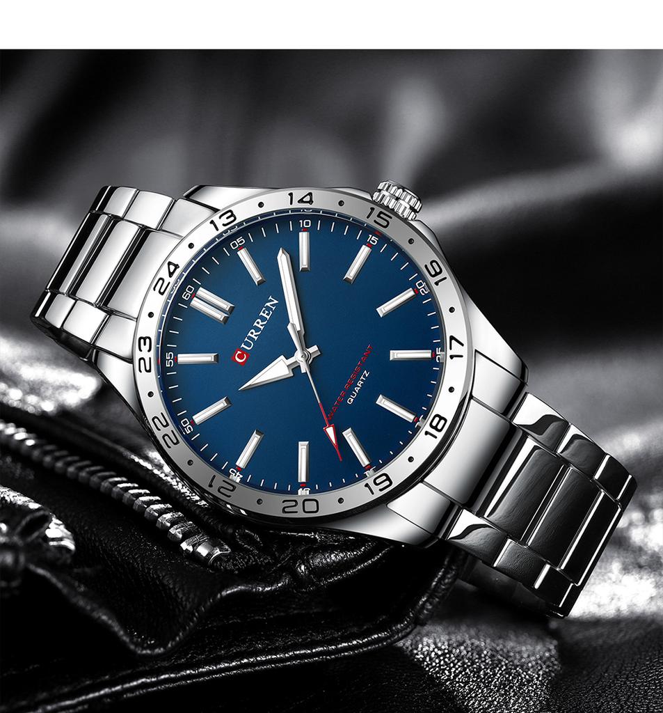 CURREN 8452 Casual Sport Simple Business Men's Watches Stainless Steel Band Wristwatch Quartz Clock with Luminous Pointers